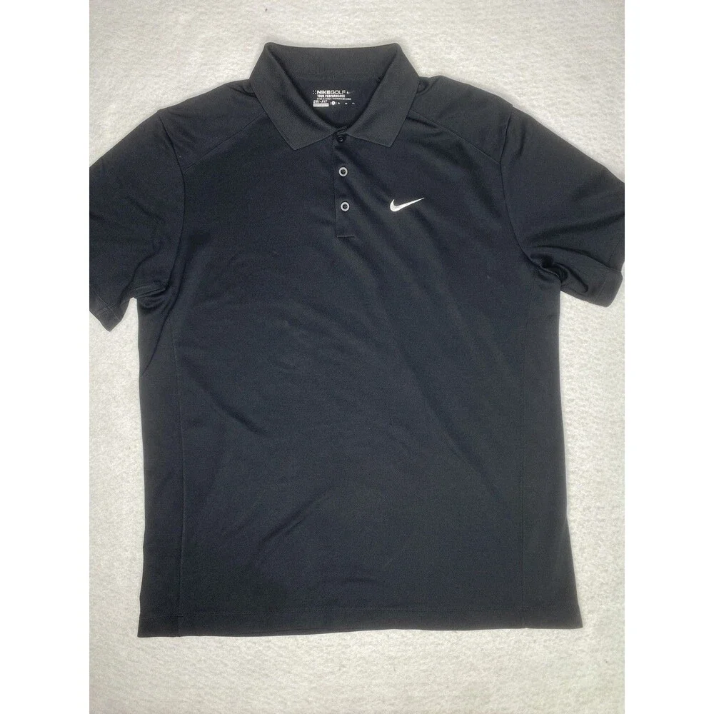 Nike Men's Polo Shirt XLarge Black Golf Dri-FIT Performance Tagless Knit Sports